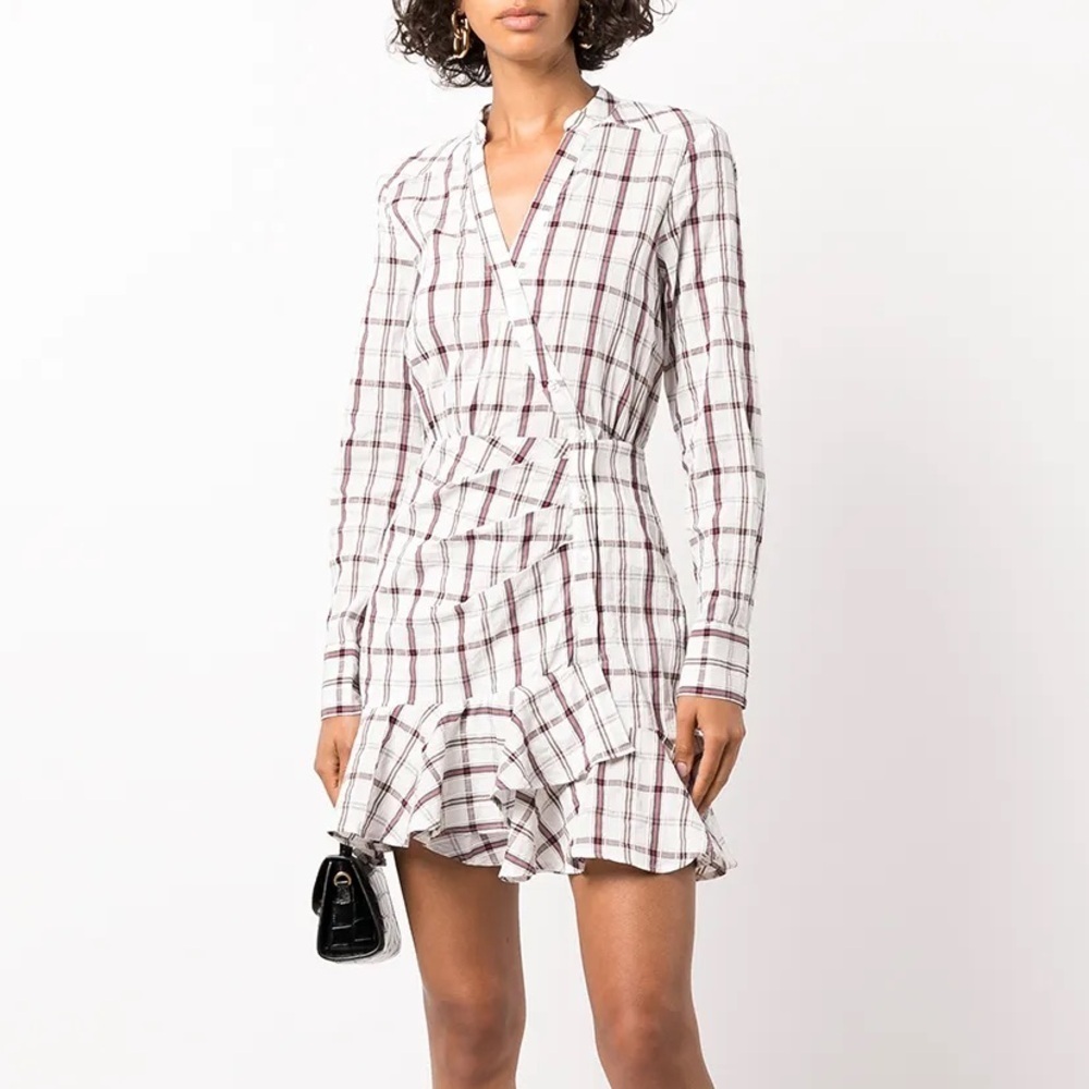 Veronica Beard Sherry Plaid Mini Dress Flounce Hem Check Pattern